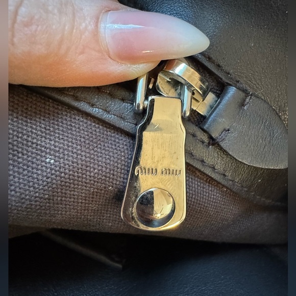 MIU MIU Vitello Soft Leather Shopping Tote Bag Brown VGUC - Picture 7 of 13